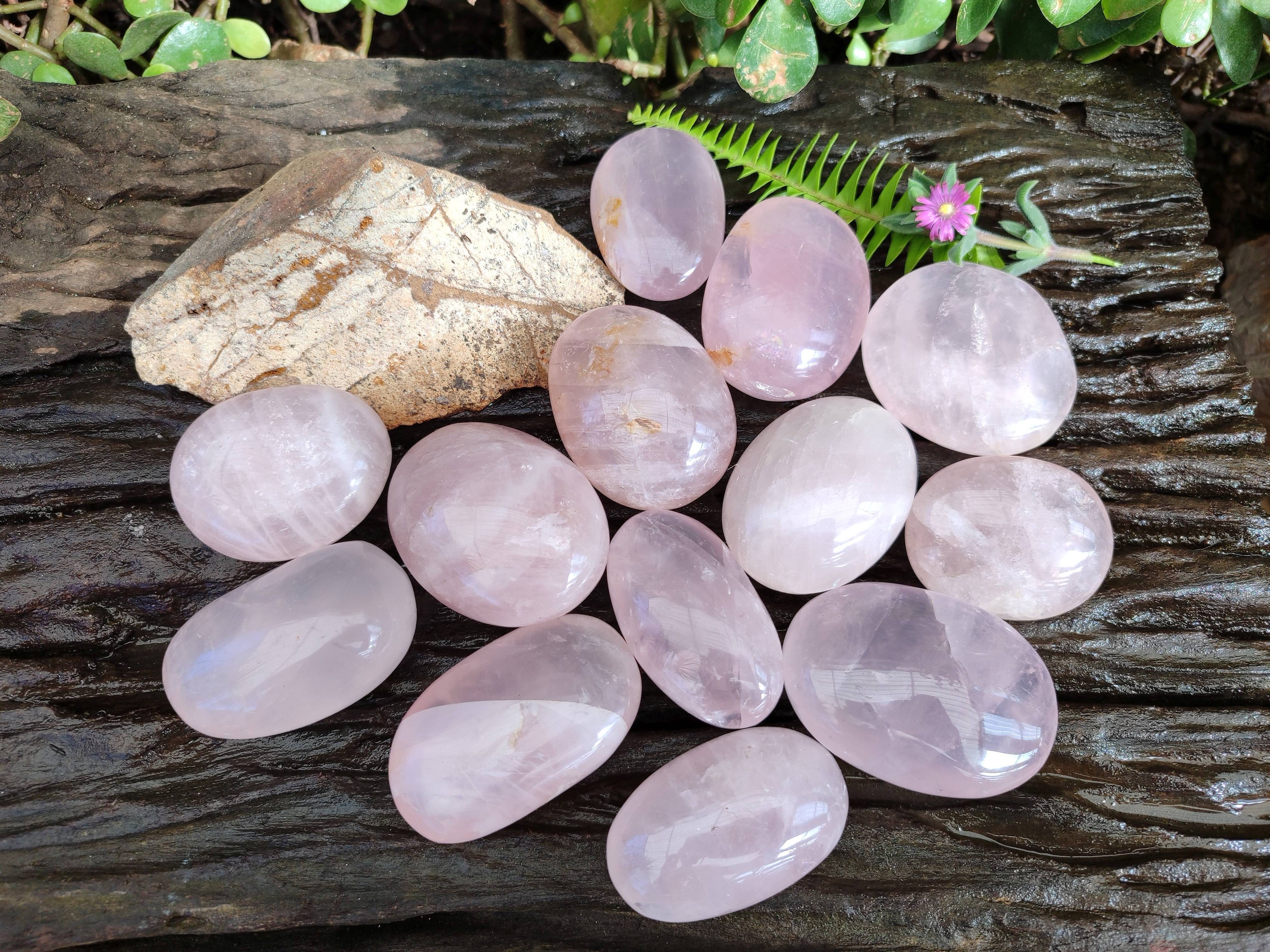 Polished Rose Quartz Palm Stones x 20 Madagascar - Toprock Gemstones and Minerals 