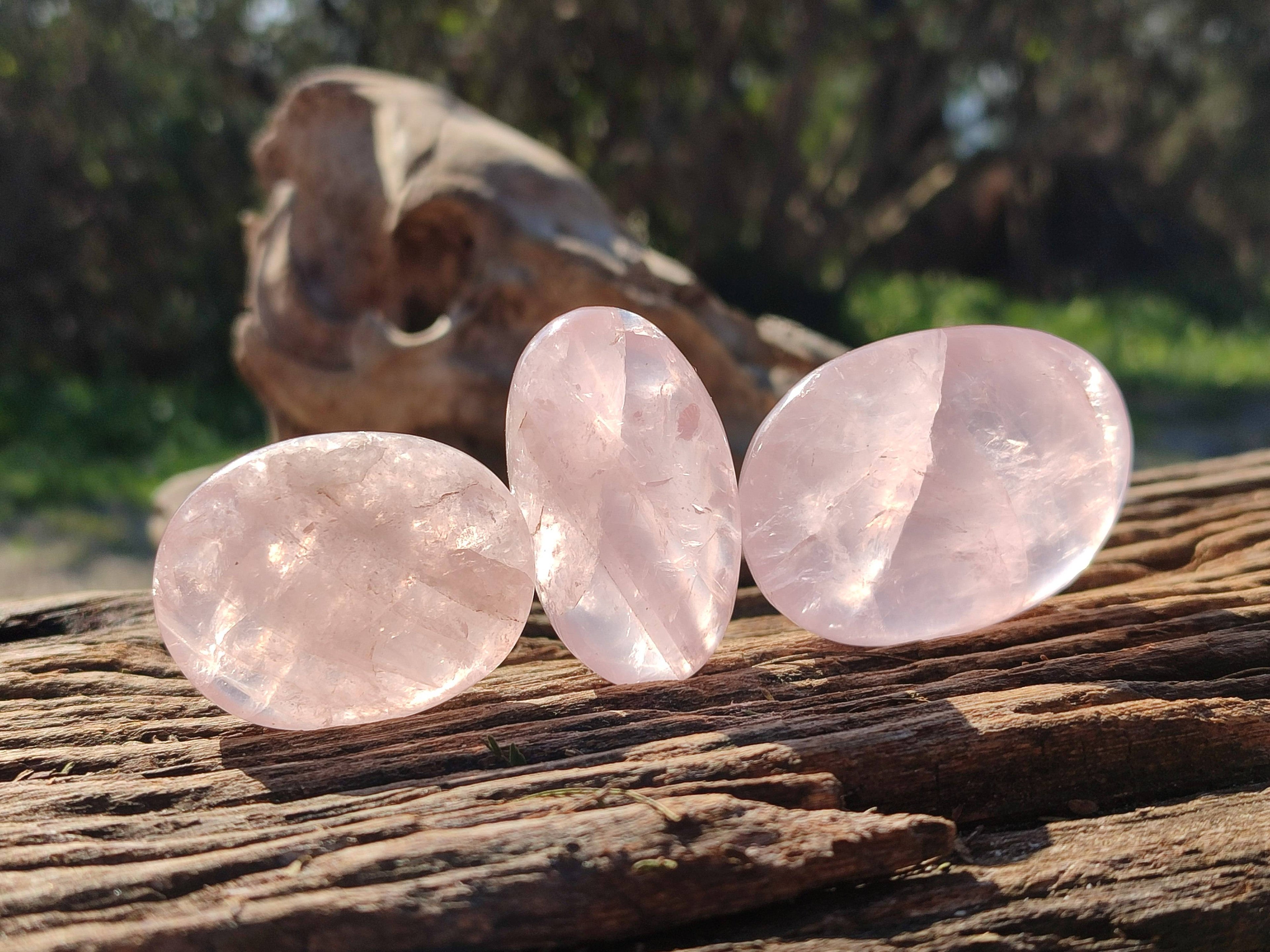 Polished Rose Quartz Palm Stones x 20 Madagascar - Toprock Gemstones and Minerals 