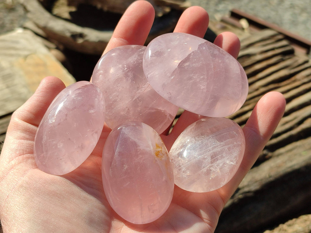 Polished Rose Quartz Palm Stones x 20 Madagascar - Toprock Gemstones and Minerals 