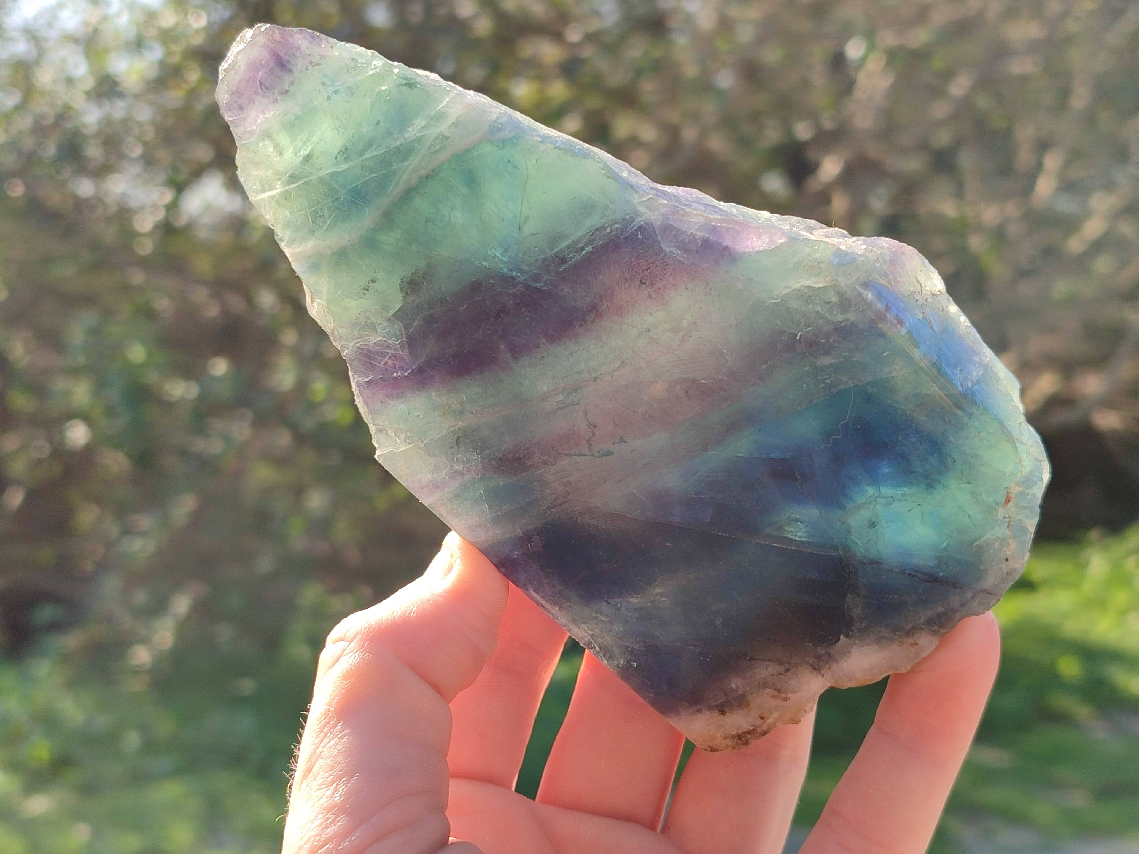 Polished On One Side Watermelon Fluorite x 3 From Uis, Namibia - Toprock Gemstones and Minerals 