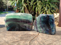 Polished On One Side Watermelon Fluorite x 3 From Uis, Namibia
