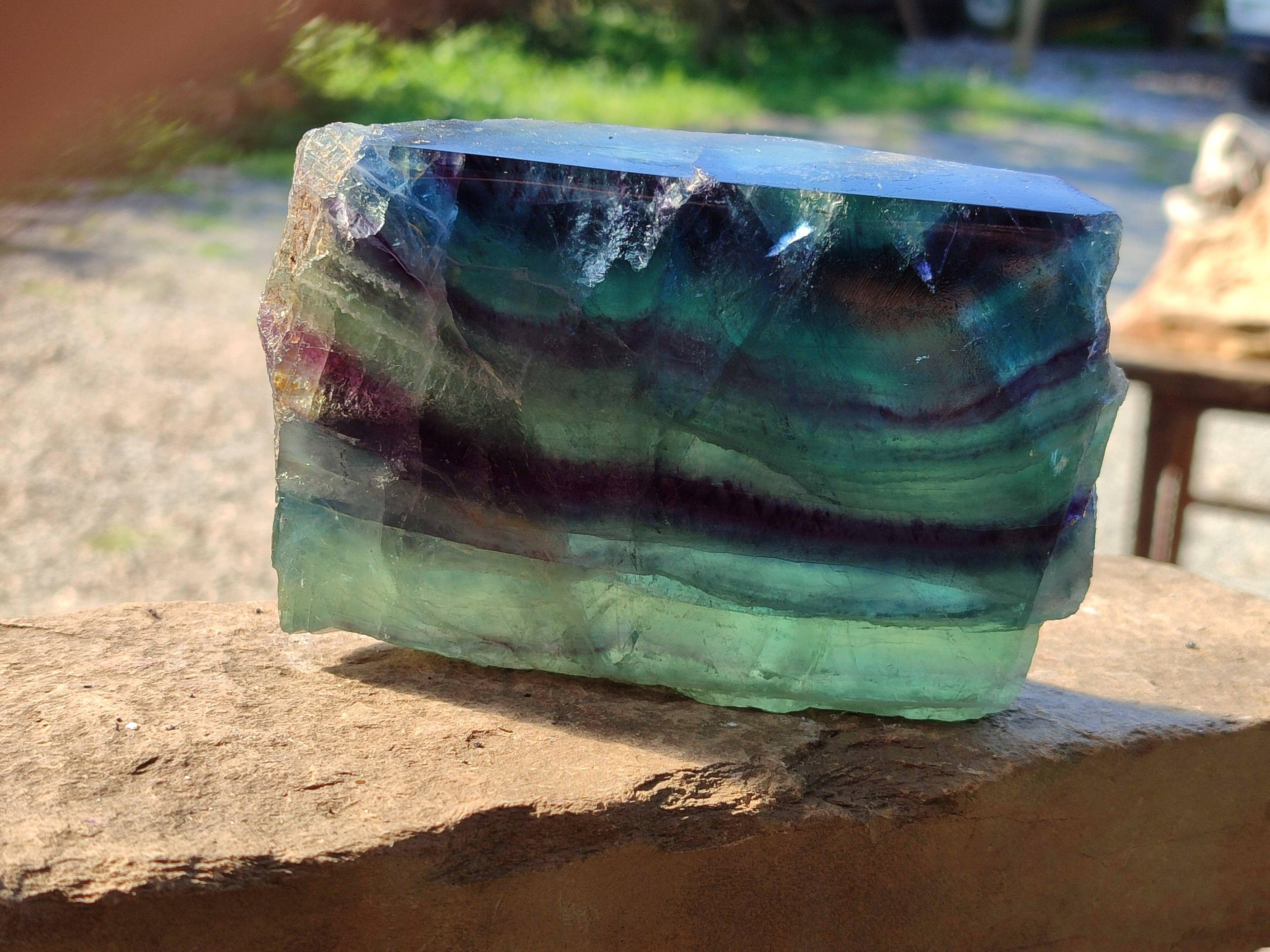 Polished On One Side Watermelon Fluorite x 3 From Uis, Namibia - Toprock Gemstones and Minerals 