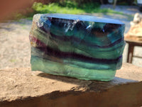 Polished On One Side Watermelon Fluorite x 3 From Uis, Namibia