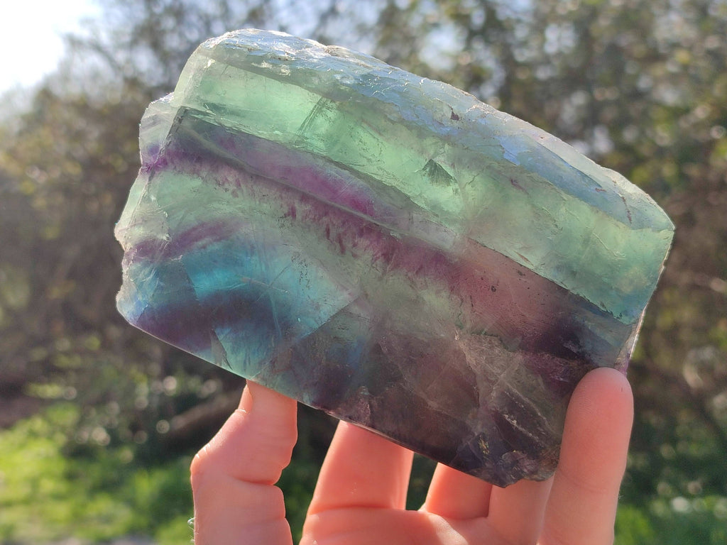 Polished On One Side Watermelon Fluorite x 3 From Uis, Namibia - Toprock Gemstones and Minerals 