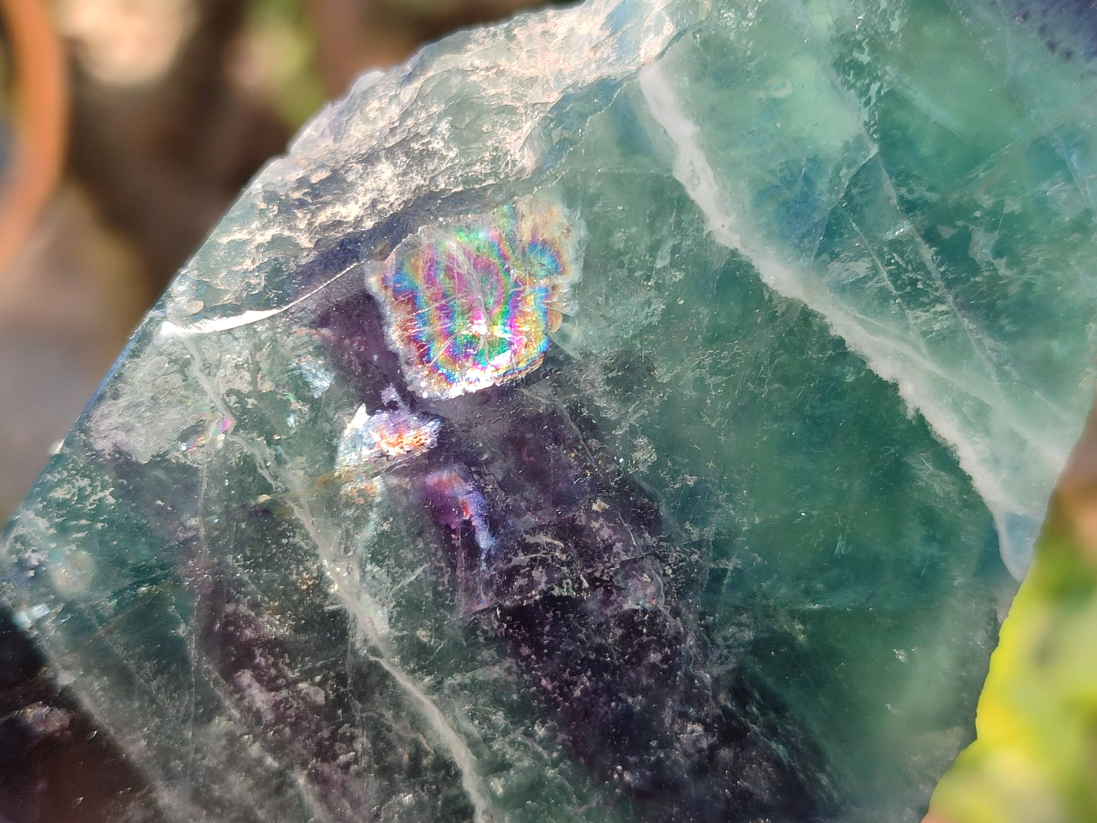 Polished On One Side Watermelon Fluorite x 3 From Uis, Namibia - Toprock Gemstones and Minerals 