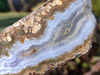 Polished On One Side 'Crazy' Blue Lace Agate x 6 From Namibia