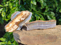 Polished On One Side 'Crazy' Blue Lace Agate x 6 From Namibia