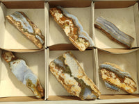 Polished On One Side 'Crazy' Blue Lace Agate x 6 From Namibia