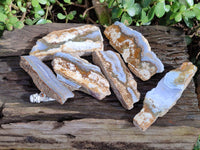 Polished On One Side 'Crazy' Blue Lace Agate x 6 From Namibia