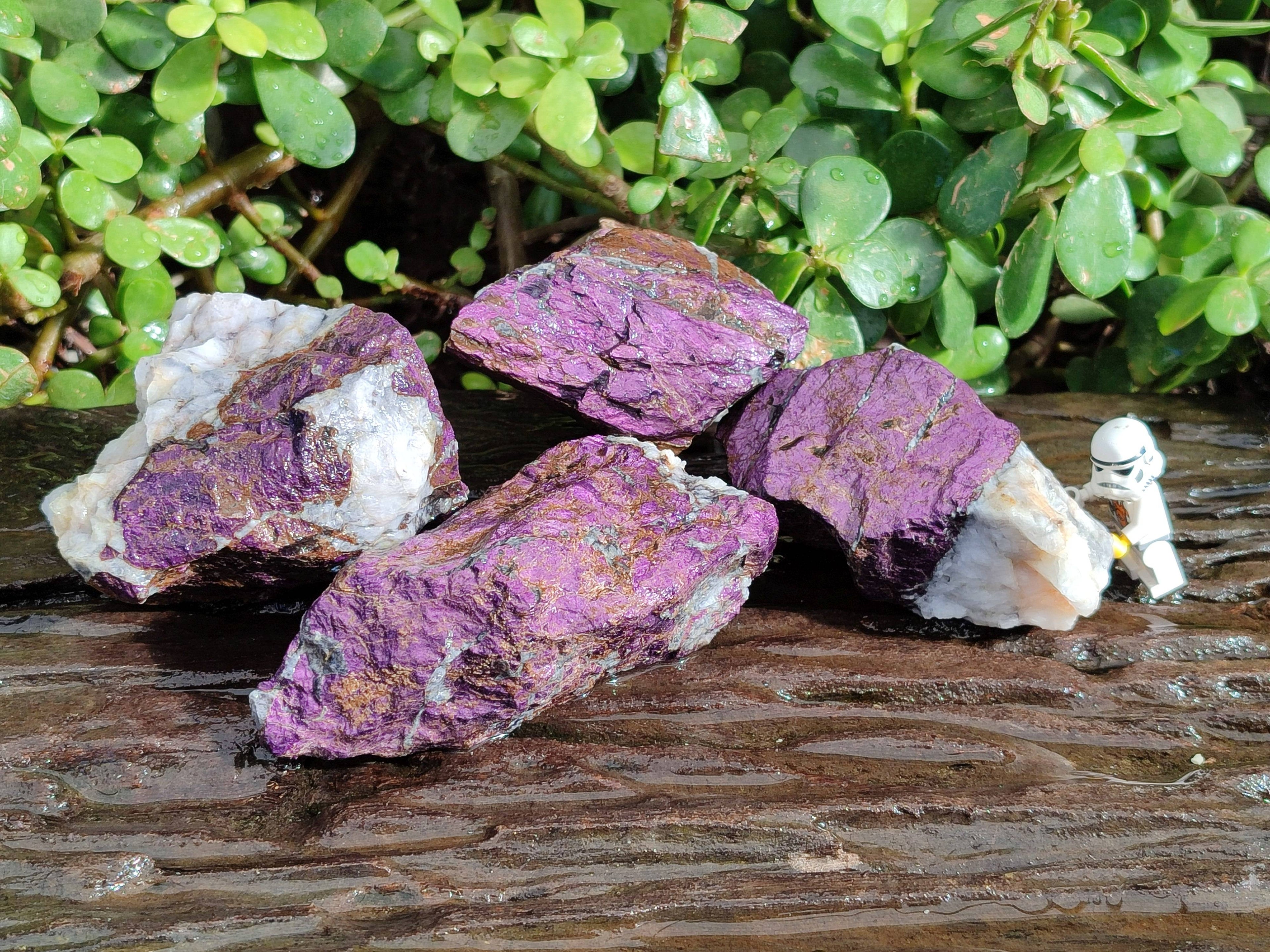 Natural Metallic Purpurite Cobbed Specimens x 4 From Erongo, Namibia - Toprock Gemstones and Minerals 