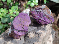 Natural Metallic Purpurite Cobbed Specimens x 4 From Erongo, Namibia