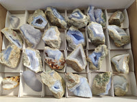Natural Blue Lace Agate Geode Specimens x 24 From Nsanje, Malawi