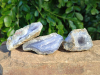 Natural Blue Lace Agate Geode Specimens x 24 From Nsanje, Malawi