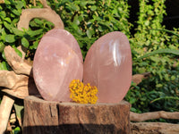 Polished Rose Quartz Standing Free Forms x 2 Madagascar - Toprock Gemstones and Minerals 