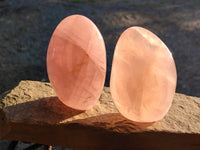 Polished Rose Quartz Standing Free Forms x 2 Madagascar - Toprock Gemstones and Minerals 