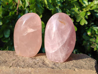 Polished Rose Quartz Standing Free Forms x 2 Madagascar - Toprock Gemstones and Minerals 