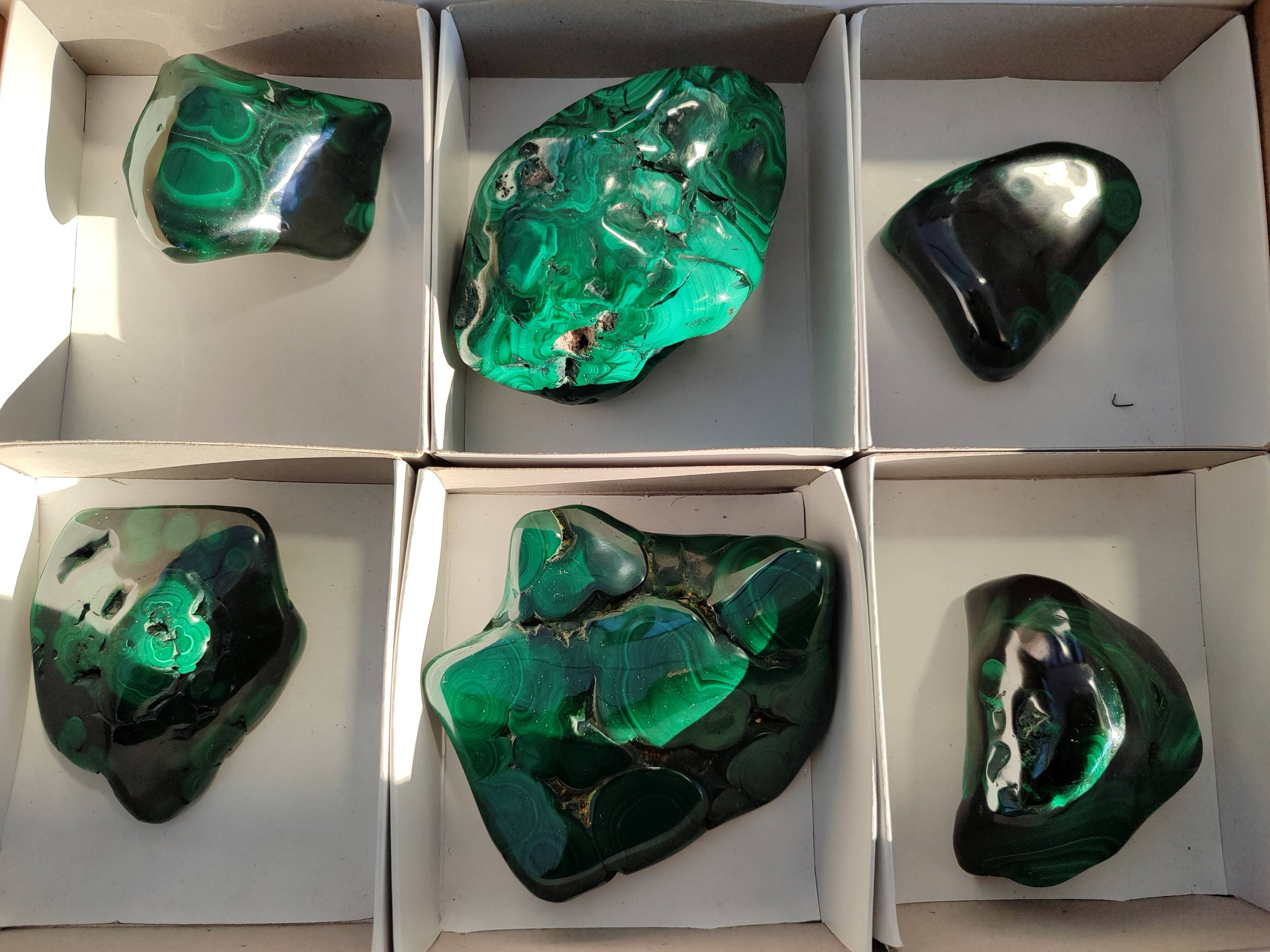Polished Flower Malachite Free Forms x 6 From Congo - Toprock Gemstones and Minerals 