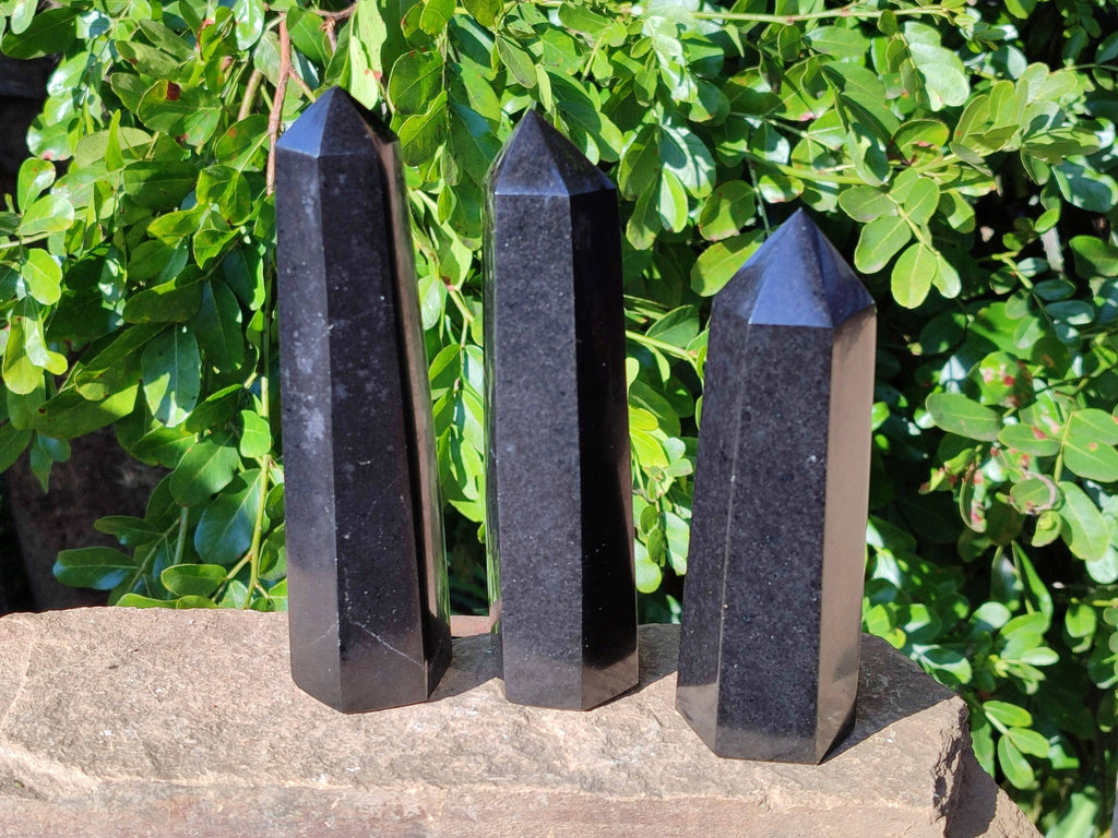 Polished Black Basalt Points x 4 From Madagascar - Toprock Gemstones and Minerals 