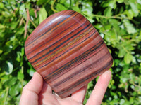 Polished Banded Tiger Iron Standing Free Forms x 3 From South Africa