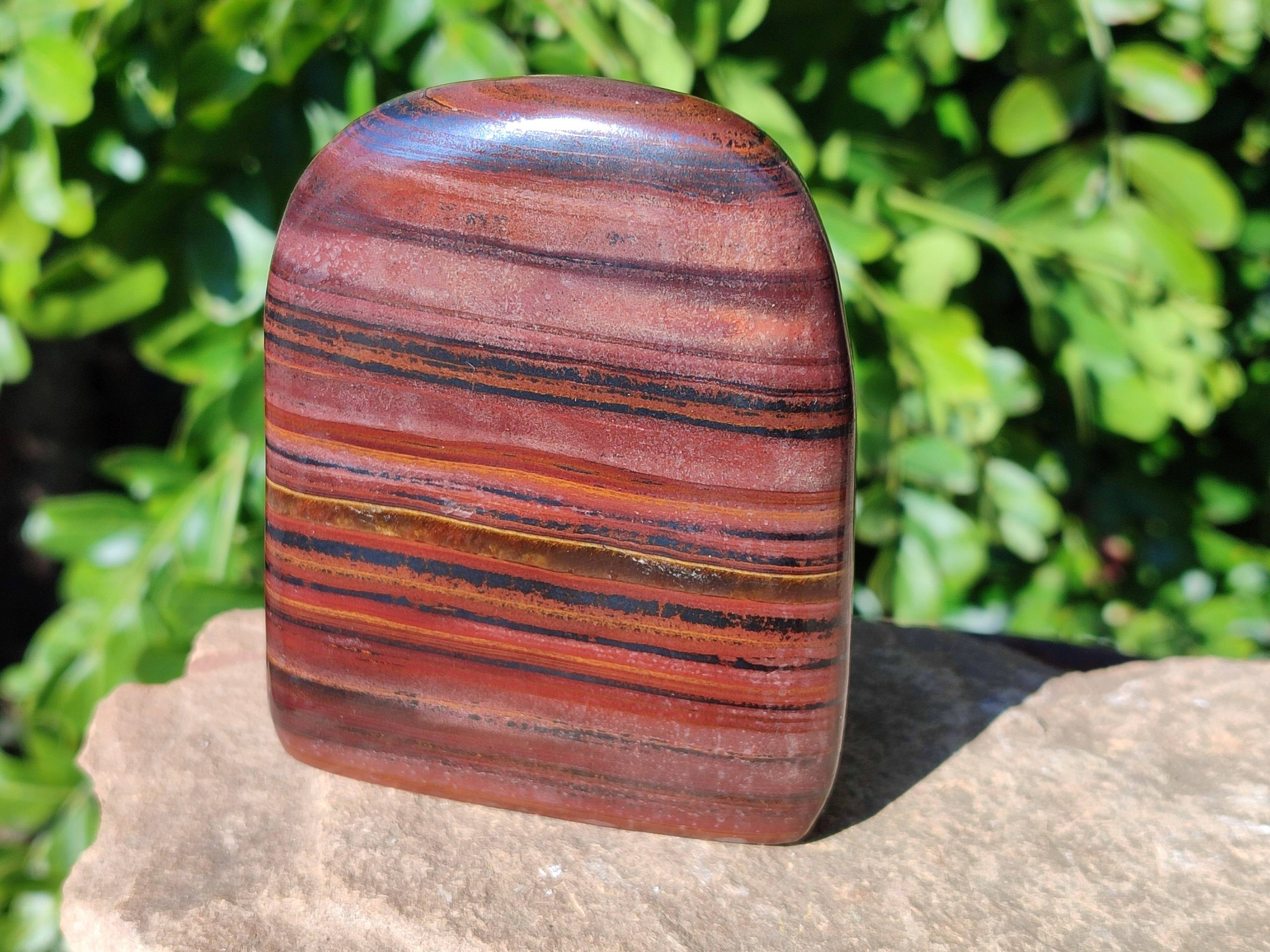 Polished Banded Tiger Iron Standing Free Forms x 3 From South Africa - Toprock Gemstones and Minerals 