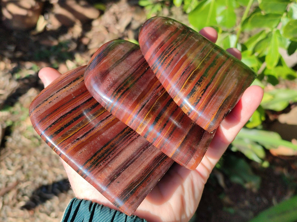 Polished Banded Tiger Iron Standing Free Forms x 3 From South Africa - Toprock Gemstones and Minerals 
