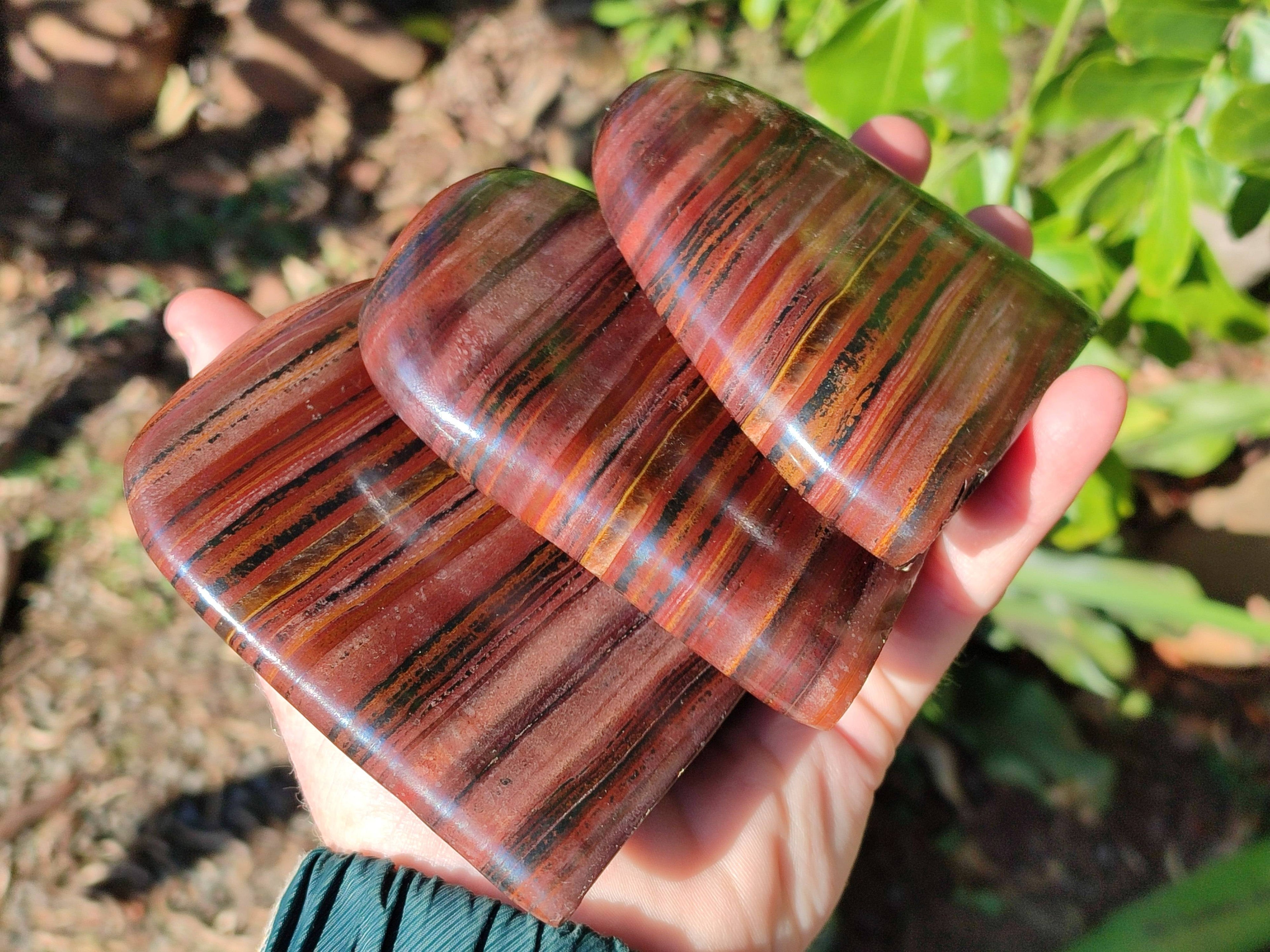 Polished Banded Tiger Iron Standing Free Forms x 3 From South Africa - Toprock Gemstones and Minerals 