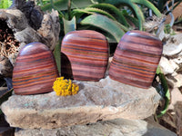Polished Banded Tiger Iron Standing Free Forms x 3 From South Africa