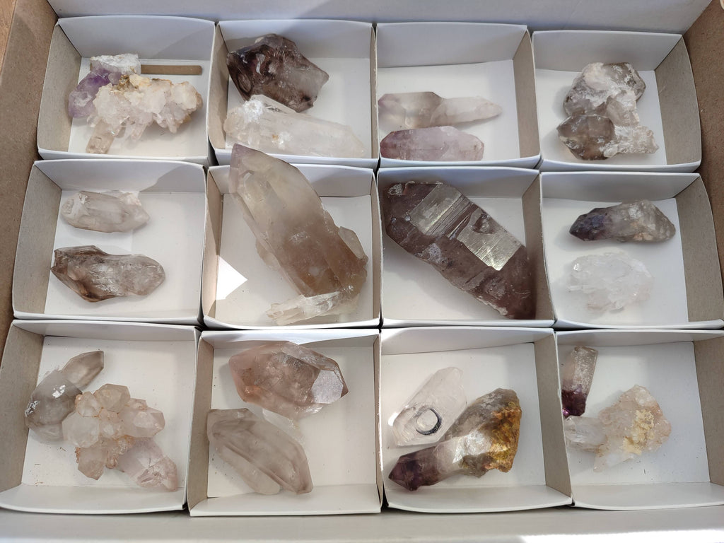 Natural Smokey Amethyst Quartz Crystals x 22 From Brandberg, Namibia - Toprock Gemstones and Minerals 