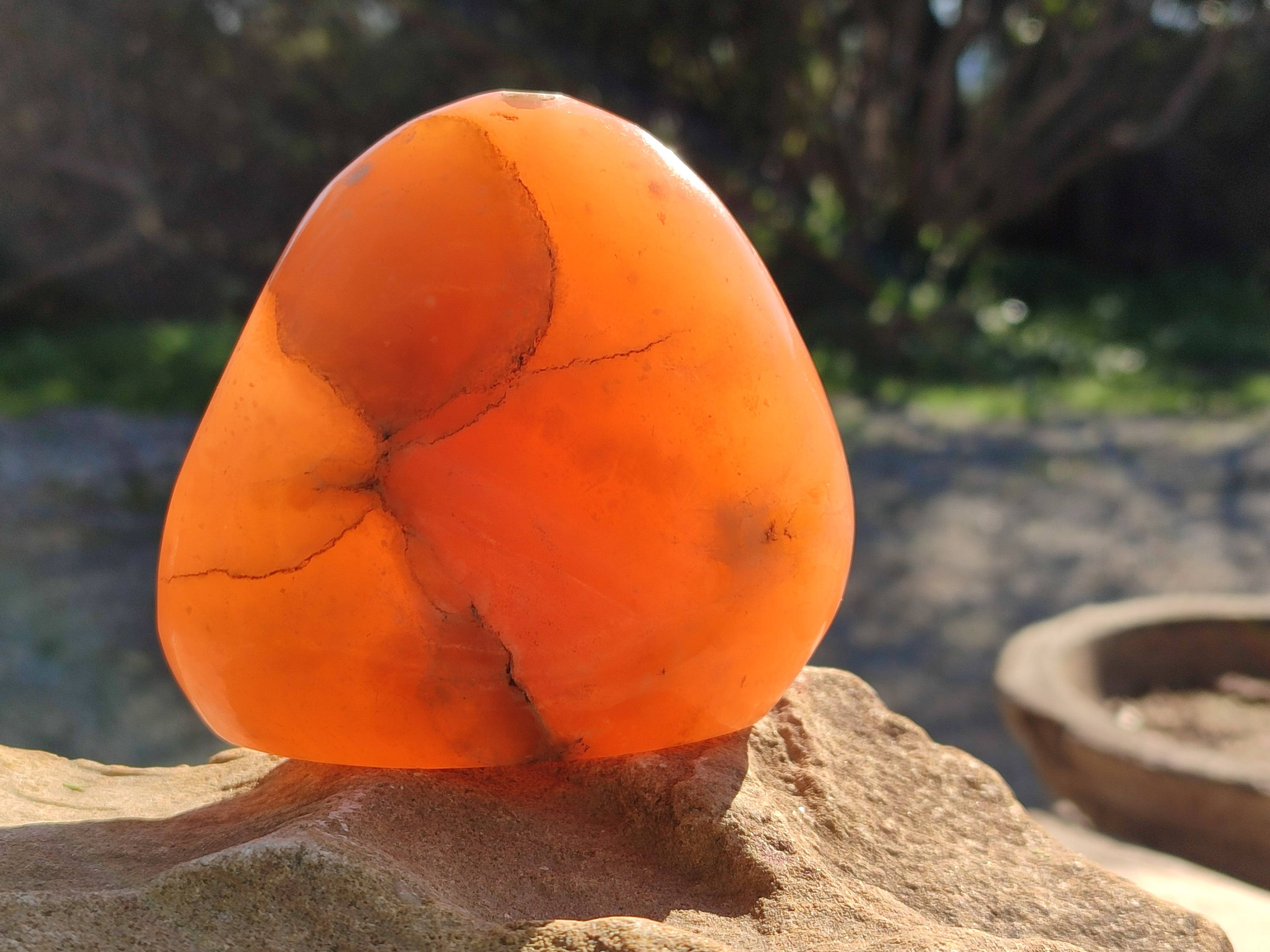 Polished Orange Twist Calcite Standing Free Forms x 3 From Madagascar - Toprock Gemstones and Minerals 