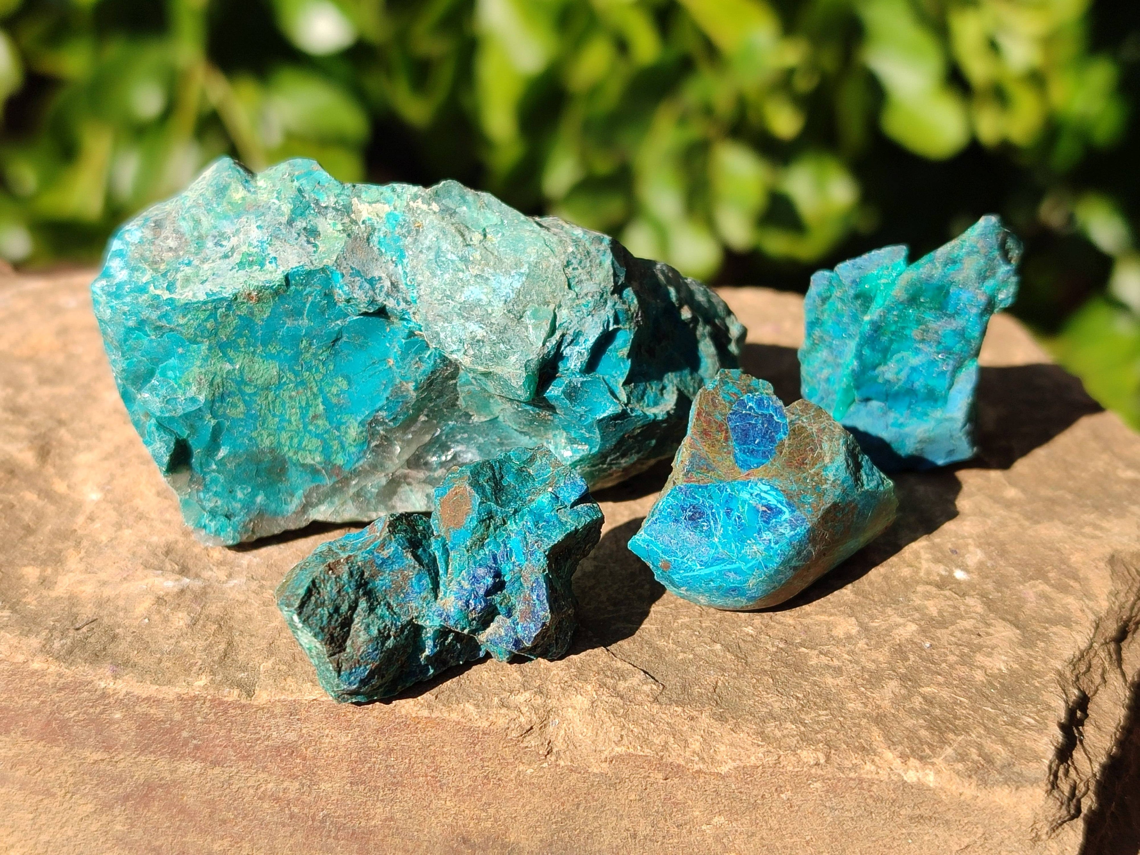 Natural Shattuckite with Chrysocolla Cobbed Specimens x 25 From Kaokoveld, Namibia - Toprock Gemstones and Minerals 