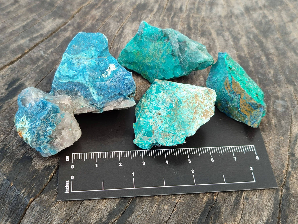 Natural Shattuckite with Chrysocolla Cobbed Specimens x 25 From Kaokoveld, Namibia - Toprock Gemstones and Minerals 