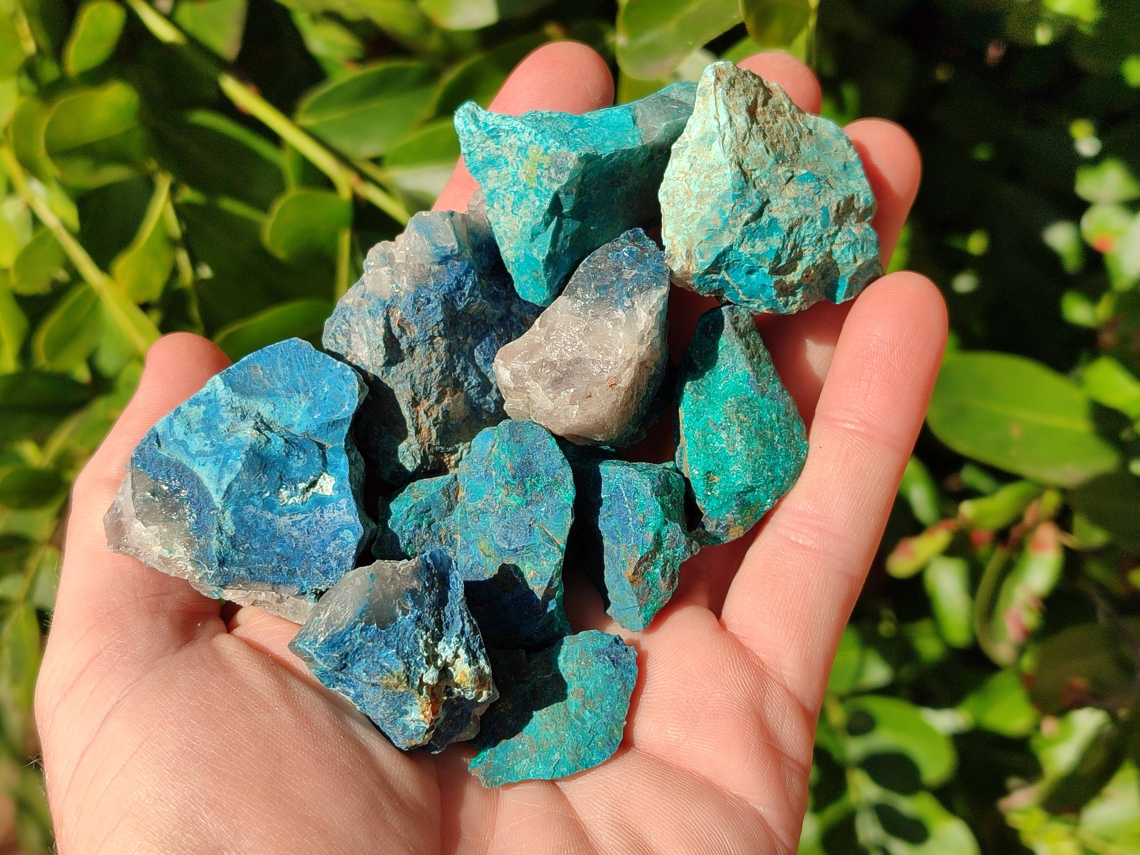 Natural Shattuckite with Chrysocolla Cobbed Specimens x 25 From Kaokoveld, Namibia - Toprock Gemstones and Minerals 