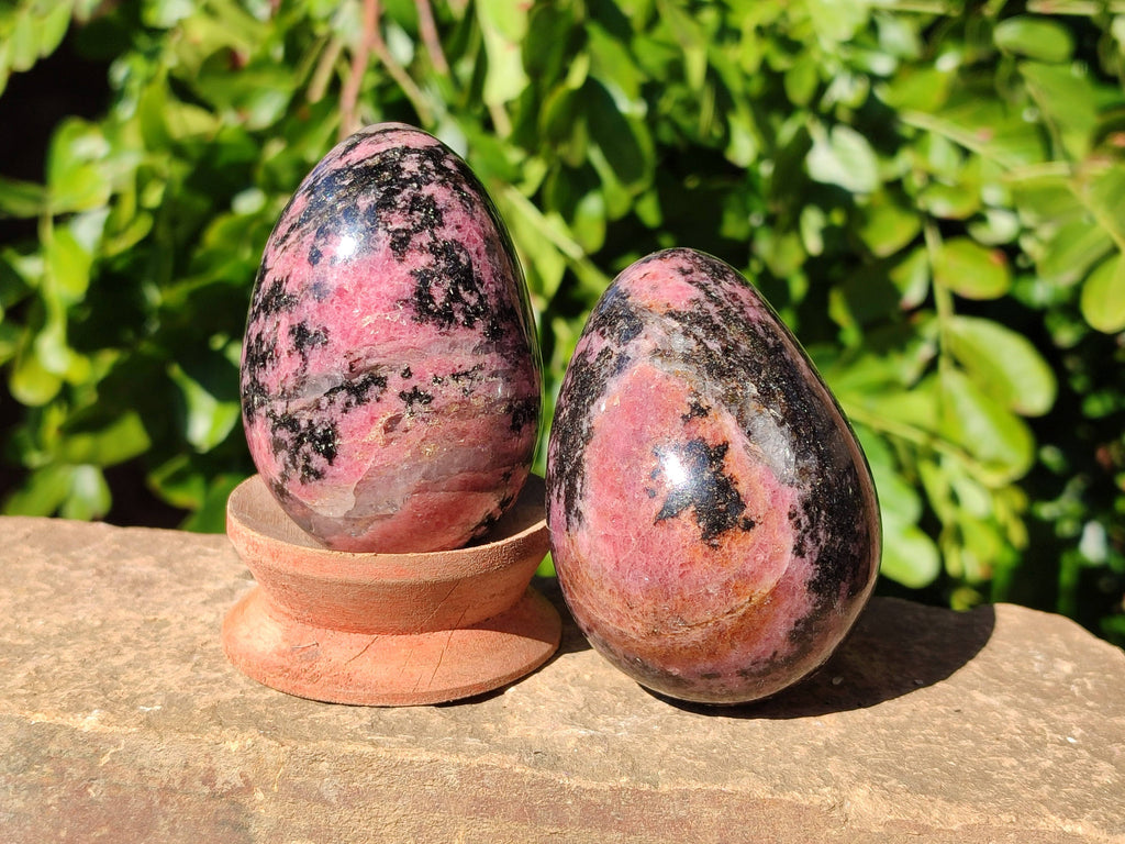 Polished Rhodonite Eggs x 4 From Ambindavato, Madagascar - Toprock Gemstones and Minerals 