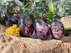 Polished Rhodonite Eggs x 4 From Ambindavato, Madagascar - Toprock Gemstones and Minerals 