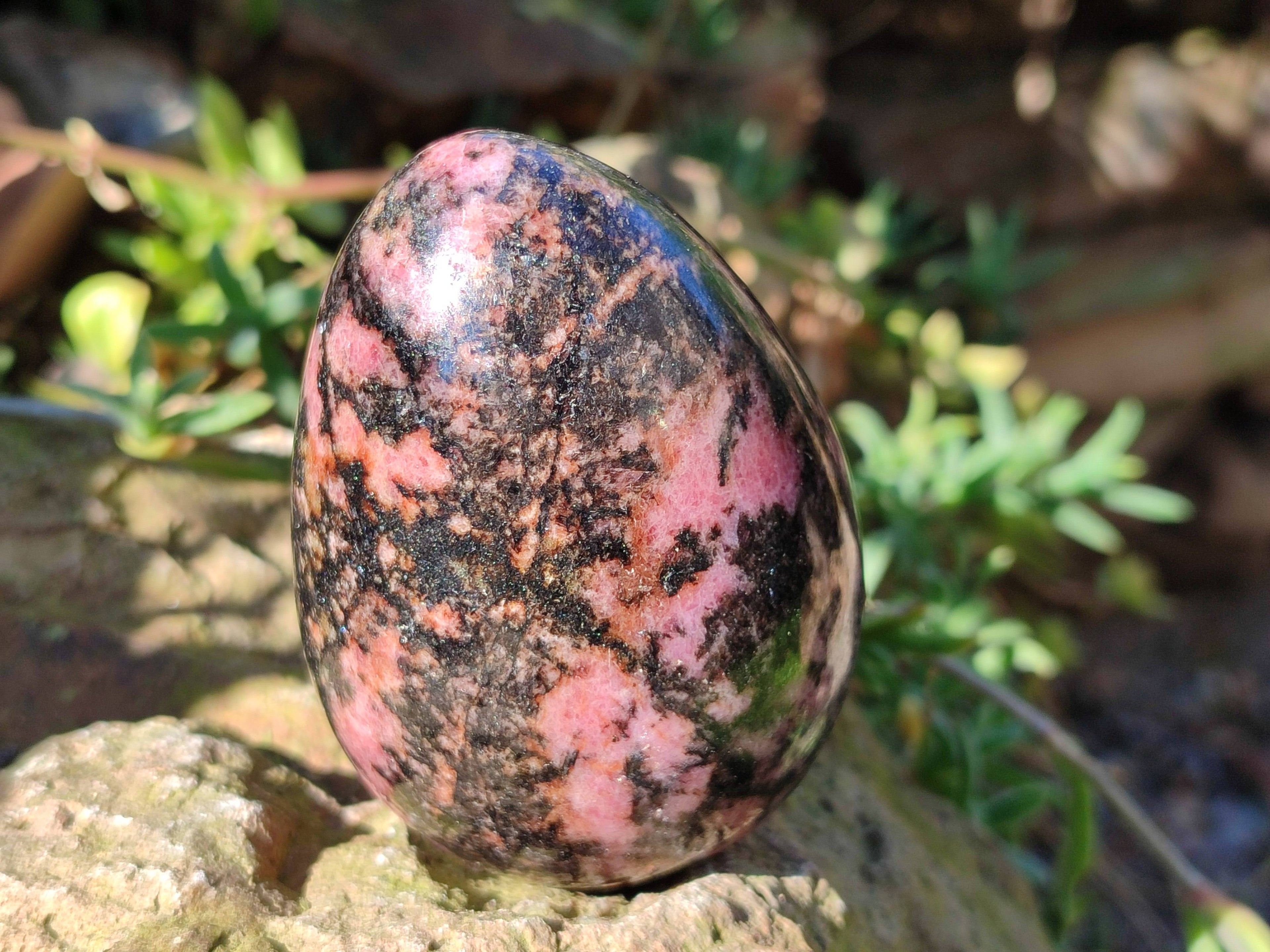 Polished Rhodonite Eggs x 4 From Ambindavato, Madagascar - Toprock Gemstones and Minerals 