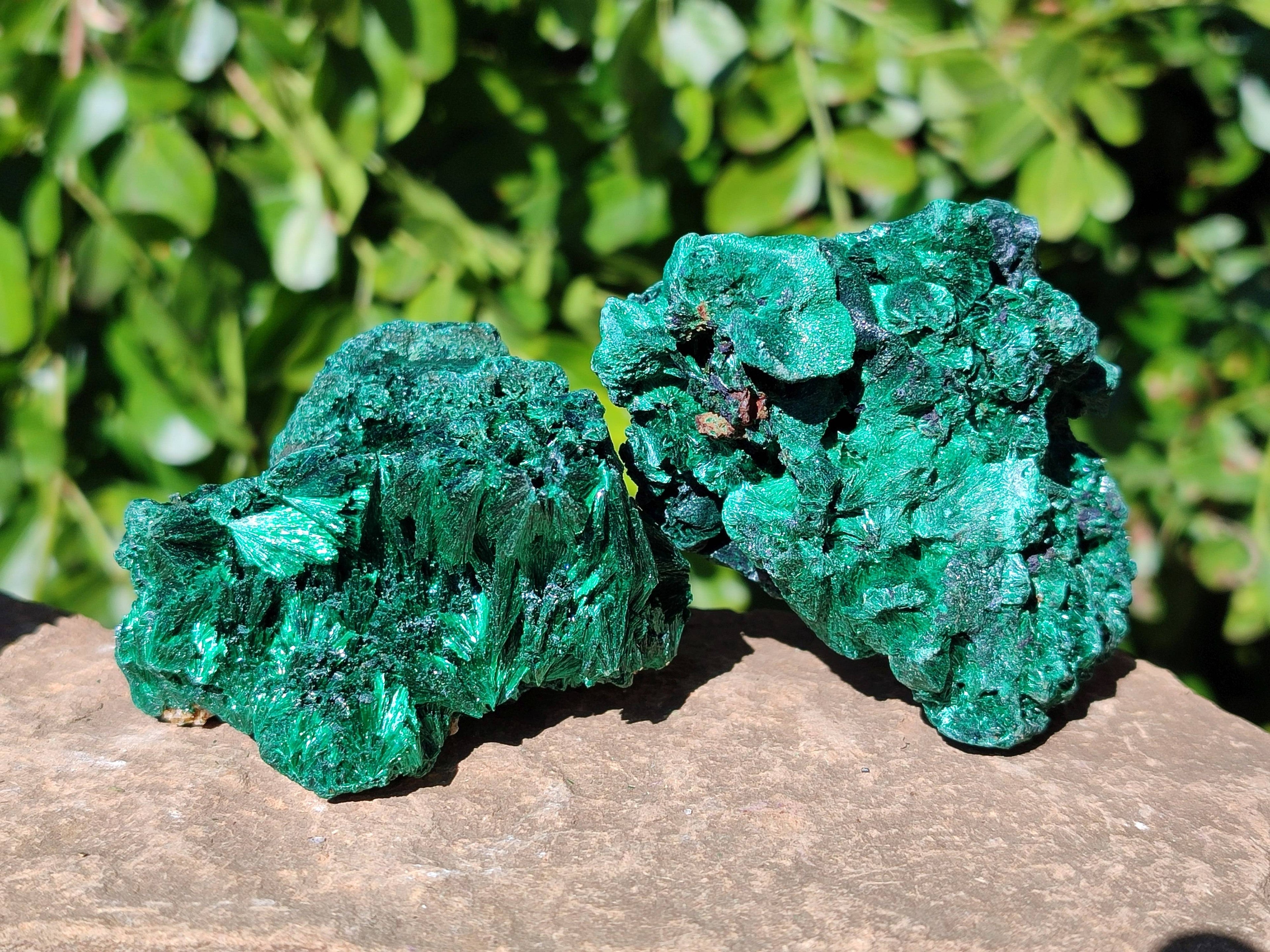 Natural Silky Malachite Specimens x 6 From Kasompe, Congo - Toprock Gemstones and Minerals 