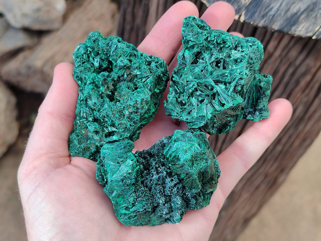 Natural Silky Malachite Specimens x 6 From Kasompe, Congo - Toprock Gemstones and Minerals 