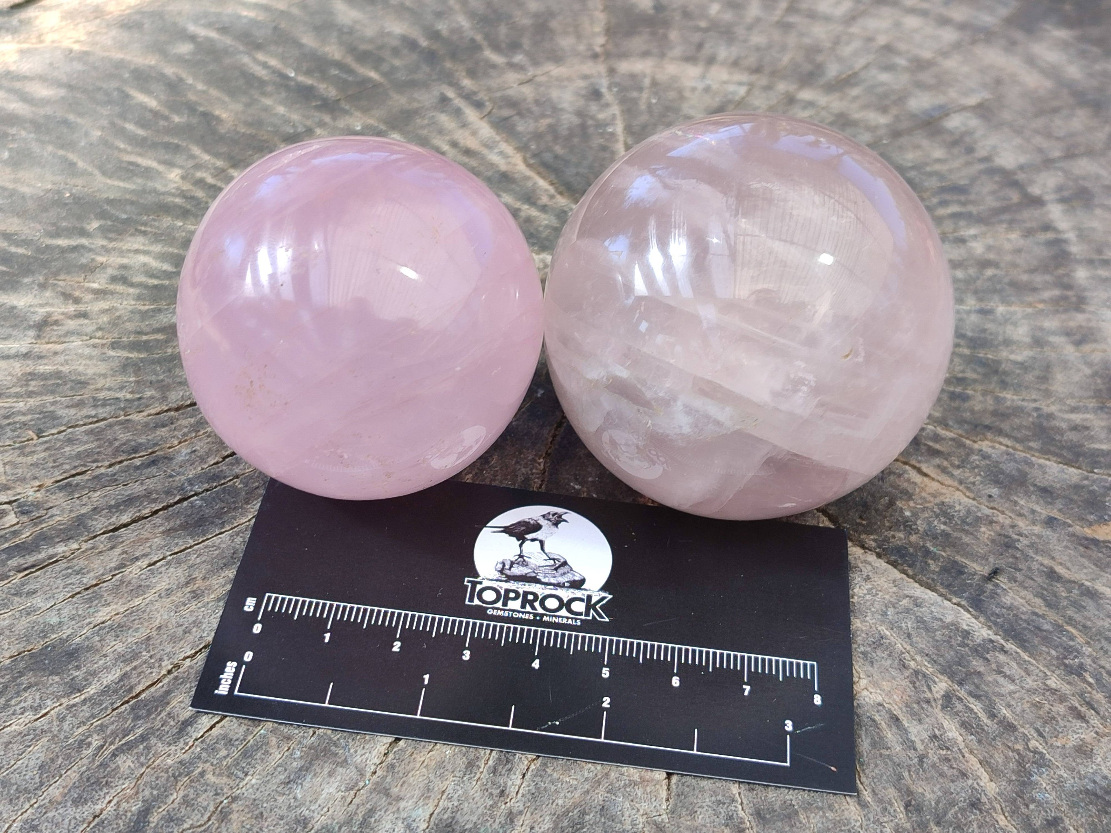Polished Rose Quartz Spheres x 4 From Madagascar - Toprock Gemstones and Minerals 