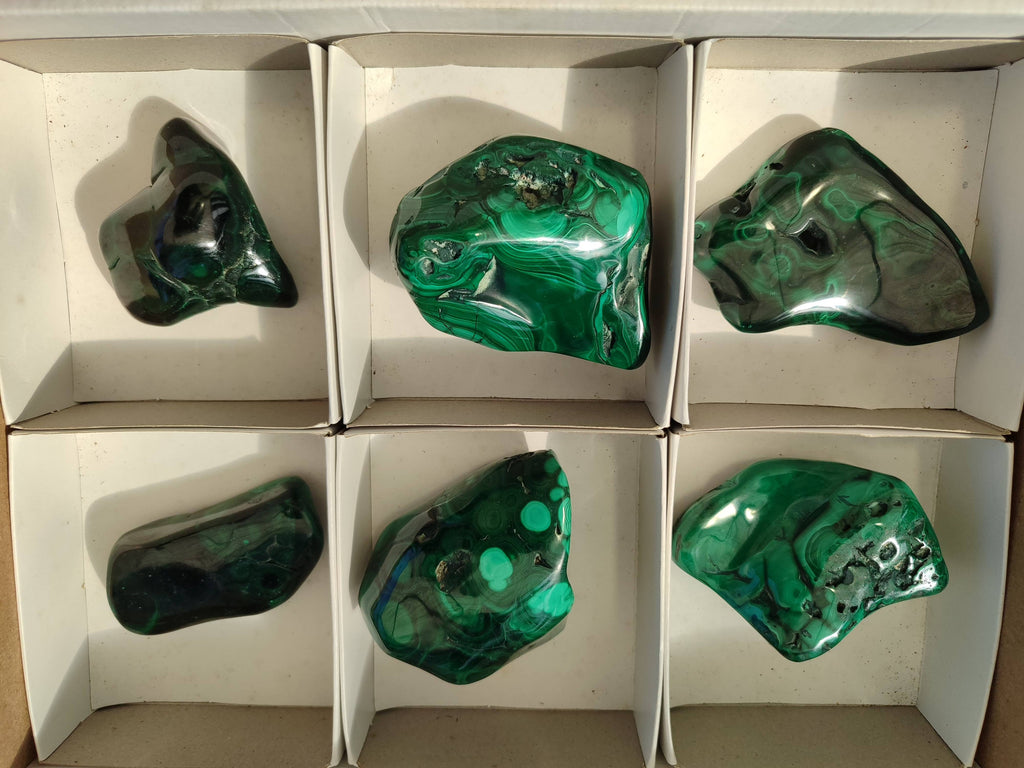 Polished Malachite Free Forms x 6 From Congo - Toprock Gemstones and Minerals 
