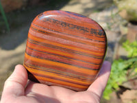 Polished Banded Tiger Iron Standing Free Forms x 3 From South Africa