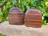 Polished Banded Tiger Iron Standing Free Forms x 3 From South Africa