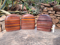 Polished Banded Tiger Iron Standing Free Forms x 3 From South Africa