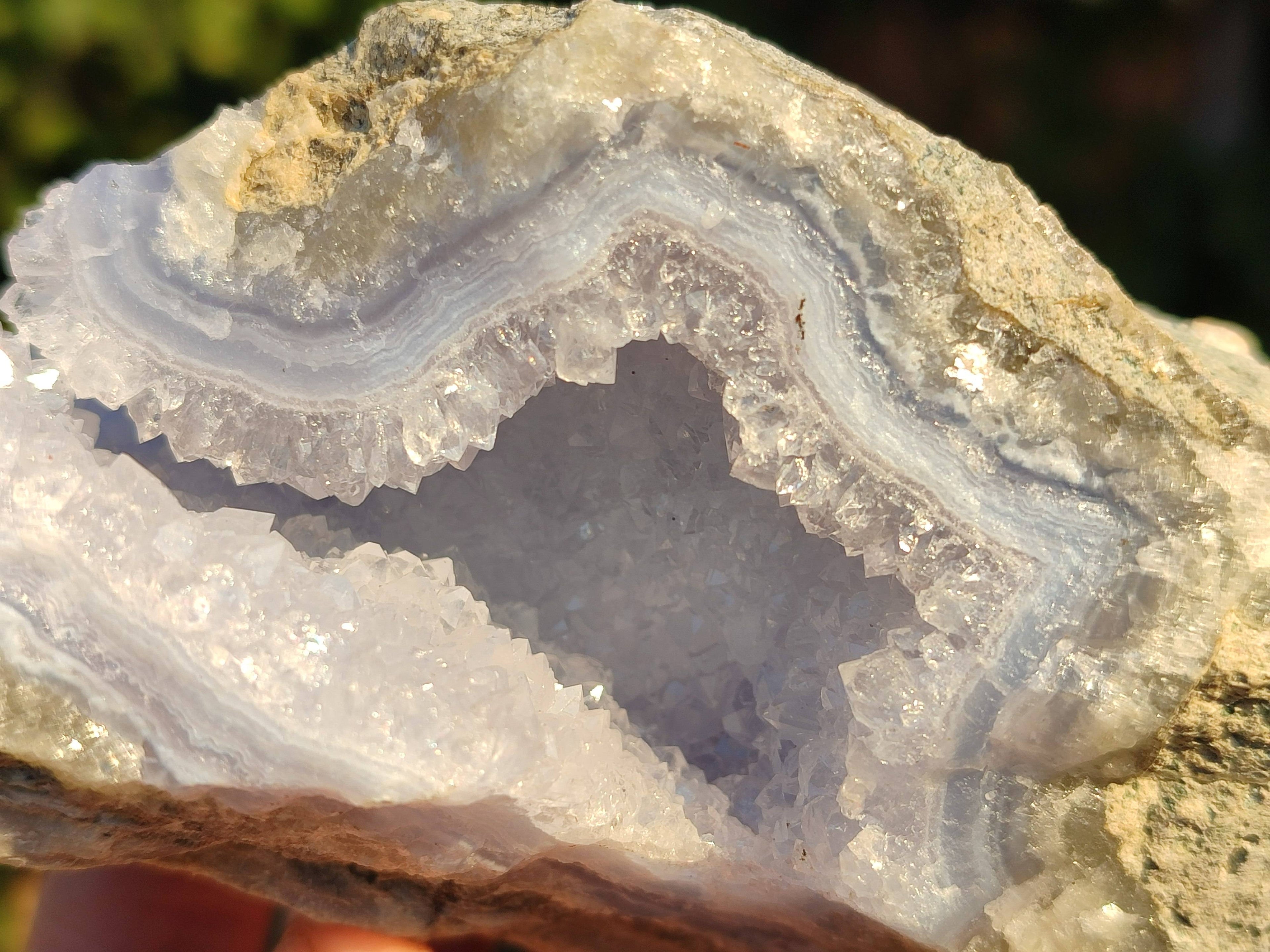 Natural Blue Lace Agate Geode Specimens x 6 From Malawi - Toprock Gemstones and Minerals 