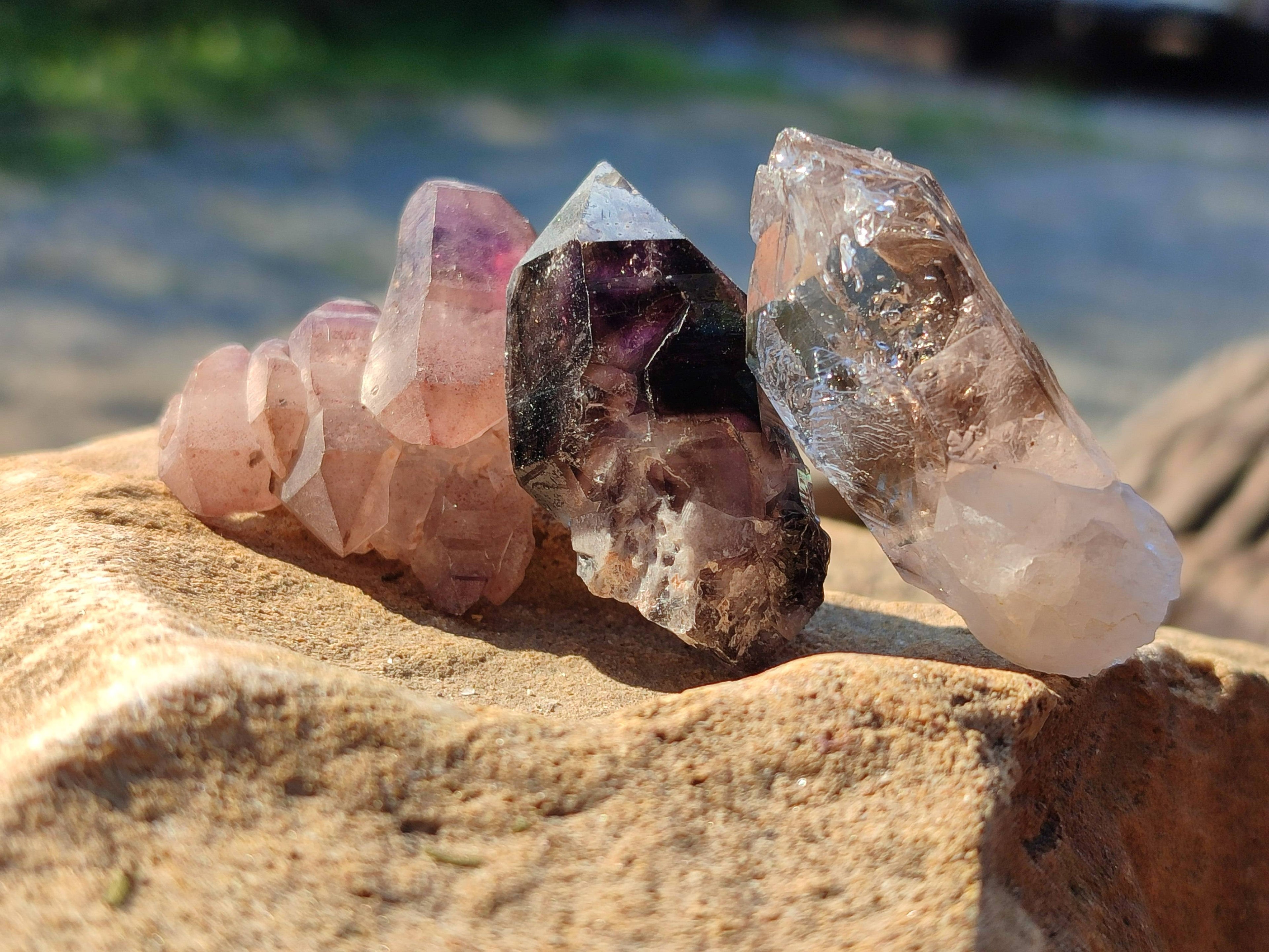 Natural Smokey Amethyst Quartz Crystals x 20 From Brandberg, Namibia - Toprock Gemstones and Minerals 