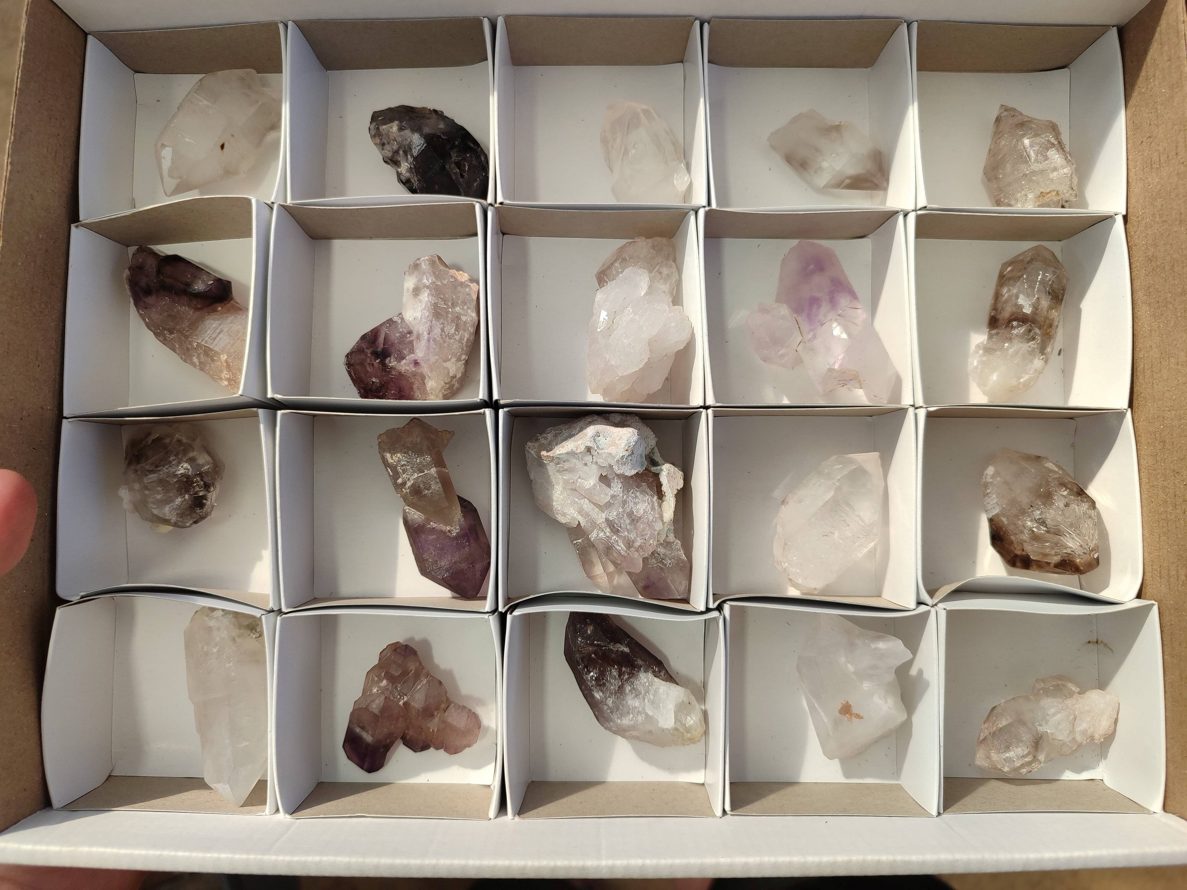 Natural Smokey Amethyst Quartz Crystals x 20 From Brandberg, Namibia - Toprock Gemstones and Minerals 