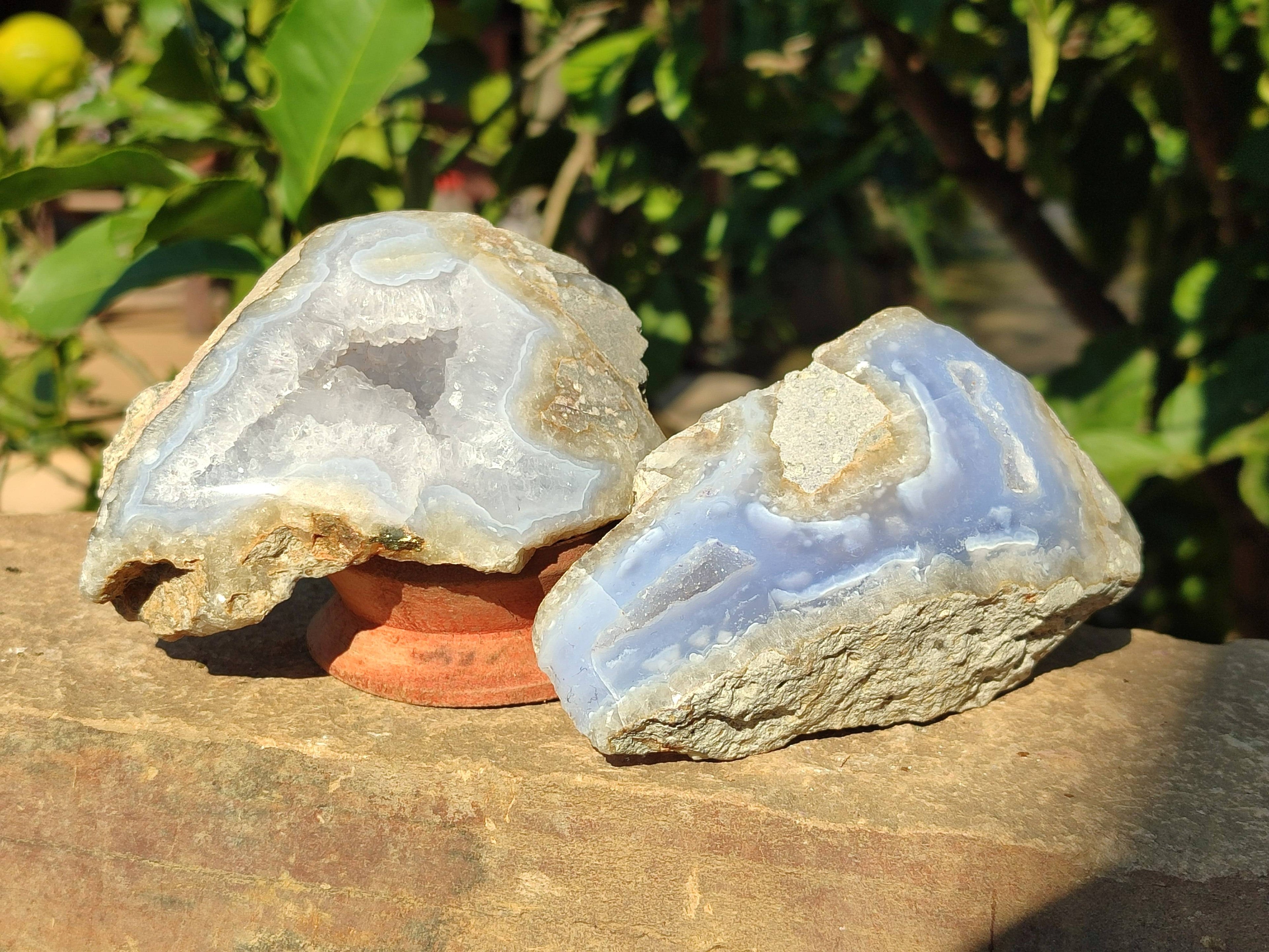 Polished Blue Lace Agate Geodes x 6 From Malawi - Toprock Gemstones and Minerals 