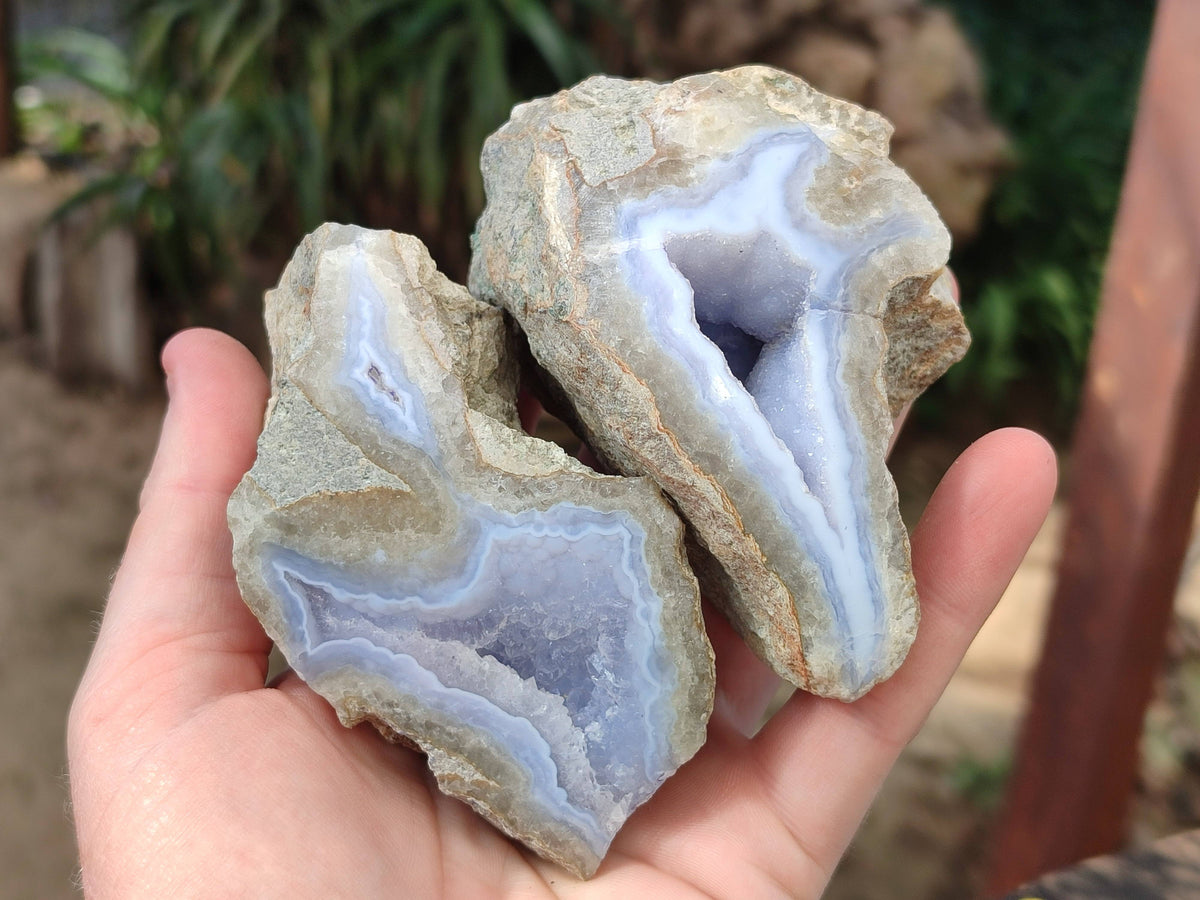 Polished Blue Lace Agate Geodes x 6 From Malawi - Toprock Gemstones and Minerals 