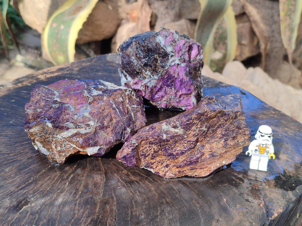 Natural Metallic Purpurite Cobbed Specimens x 3 From Erongo, Namibia - Toprock Gemstones and Minerals 