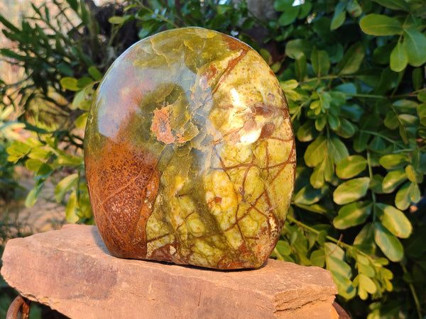Polished Green Opal Standing Free Form x 1 From Madagascar