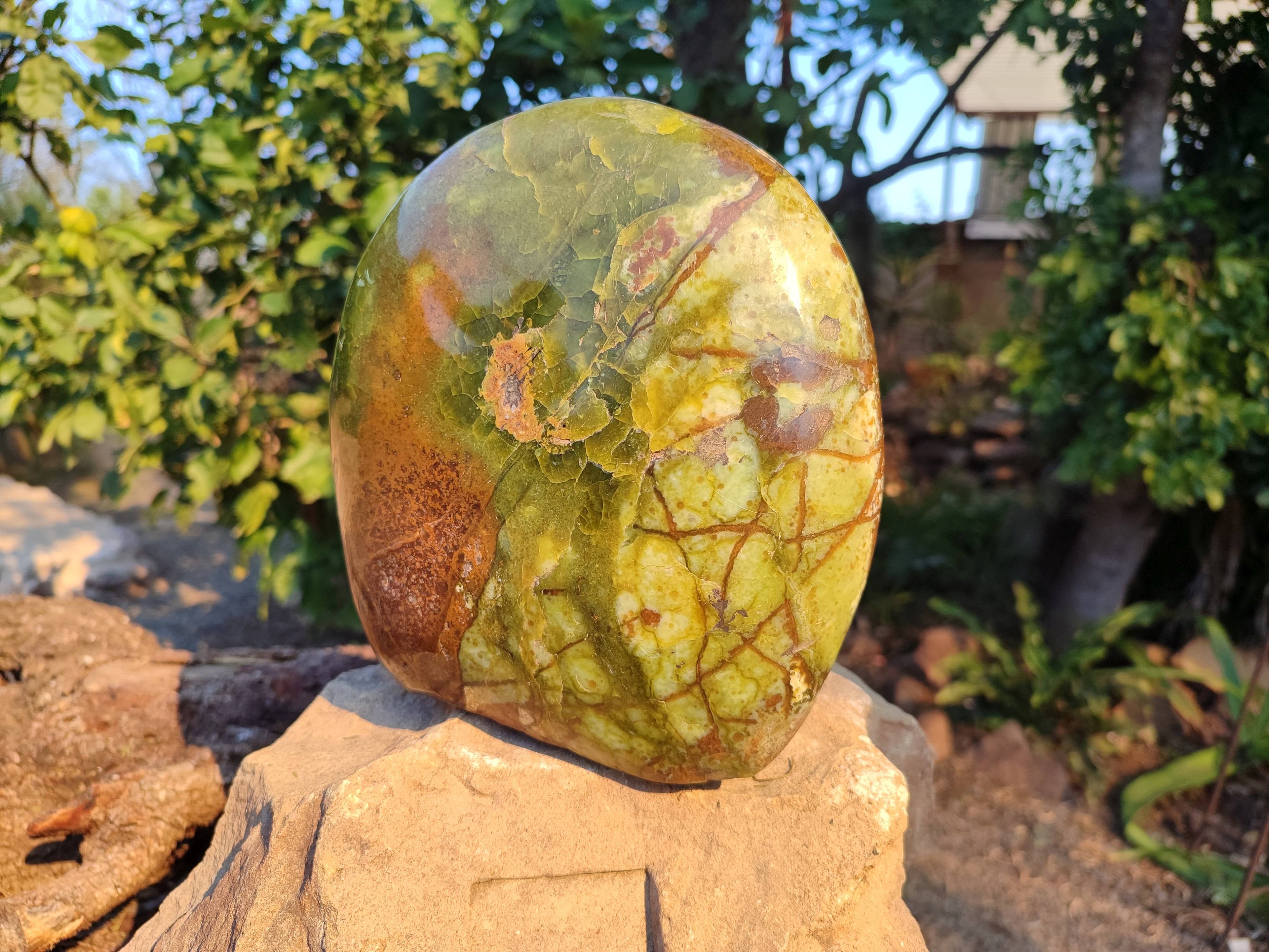 Polished Green Opal Standing Free Form x 1 From Madagascar - Toprock Gemstones and Minerals 